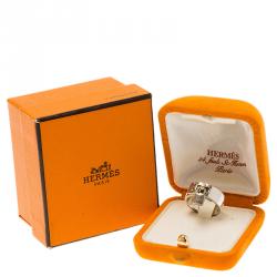 Pre Owned Hermes Vintage H Padlock Silver Band Ring Size 49