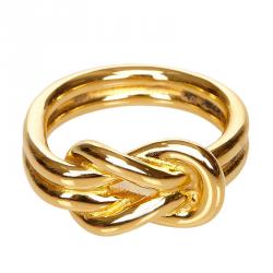 Pre Owned Hermes Gold Tone Knotted Scarf Ring
