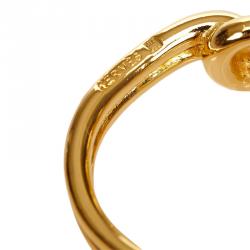 Pre Owned Hermes Gold Tone Knotted Scarf Ring