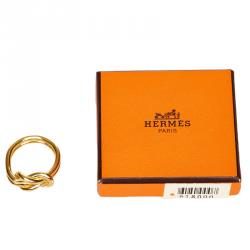 Pre Owned Hermes Gold Tone Knotted Scarf Ring