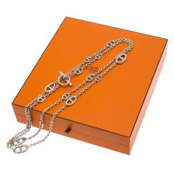 Pre Owned Hermes Sautoir Farandole Long Silver Toggle Necklace