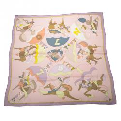 Pre Owned Hermes Pink Un Amour de Cheval By Saw Keng Vintage Silk Square Scarf