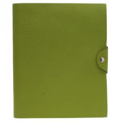 Pre Owned Hermes Pelouse Togo Leather Ulysses Agenda/Notebook MM