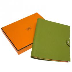 Pre Owned Hermes Pelouse Togo Leather Ulysses Agenda/Notebook MM