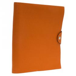 Pre Owned Hermes Orange Togo Leather Ulysses Agenda/Notebook MM