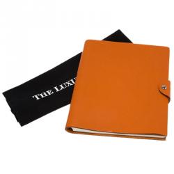 Pre Owned Hermes Orange Togo Leather Ulysses Agenda/Notebook MM