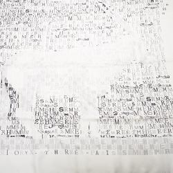 Pre Owned Hermes White & Grey Logo Letters Square Silk Scarf