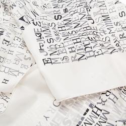 Pre Owned Hermes White & Grey Logo Letters Square Silk Scarf