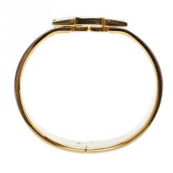 Pre Owned Hermes Clic Clac H Extra Wide Red Enamel Gold-Plated Bracelet PM