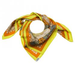 Pre Owned Hermes Yellow and Orange Brins D'Or Silk Scarf