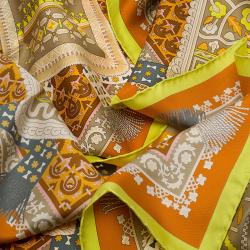 Pre Owned Hermes Yellow and Orange Brins D'Or Silk Scarf