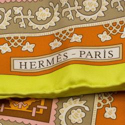 Pre Owned Hermes Yellow and Orange Brins D'Or Silk Scarf