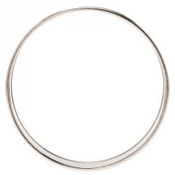 Pre Owned Hermes H Horse Printed Blue Enamel Palladium Plated Wide Bangle 21cm