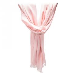 Pre Owned Hermes Pink  Jacquard Weave New Libris Cashmere Silk Stole
