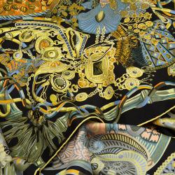 Pre Owned Hermes Black Au Fil Du Carre Square Silk Scarf