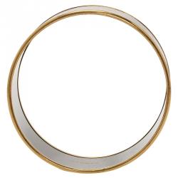 Pre Owned Hermes Extra Wide Printed Enamel Gold Plated Bangle Bracelet