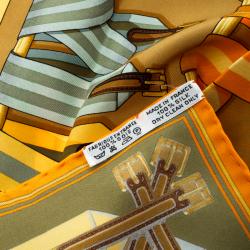 Pre Owned Hermes Multicolor Printed Silk Les Sangles by J.Metz Pocket Square