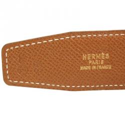 Pre Owned Hermes Black and Brown Leather H Buckle Reversible Belt 65CM
