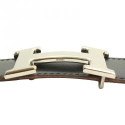 Pre Owned Hermes Black and Brown Leather H Buckle Reversible Belt 80CM