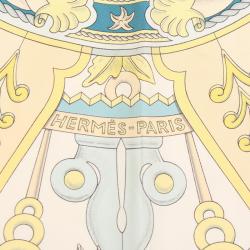 Pre Owned Hermes Blue L'Air Marin Silk Square Scarf