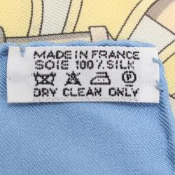 Pre Owned Hermes Blue L'Air Marin Silk Square Scarf