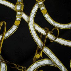 Pre Owned Hermes Black Printed Silk L'Instrvction DV Roy En L'Exercice De Monter A Cheval Square Scarf
