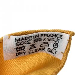 Pre Owned Hermes Yellow Floral Printed Silk Pocket Square