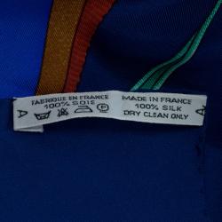 Pre Owned Hermes Blue Printed Silk Grand Manège Square Scarf