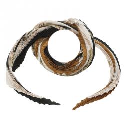 Pre Owned Hermes Multicolor Printed Plisse Silk Clic Clac Scarf