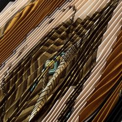 Pre Owned Hermes Multicolor Printed Plisse Silk Clic Clac Scarf
