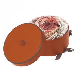 Pre Owned Hermes Light Pink Plisse Shell Printed Silk Rocaille Scarf