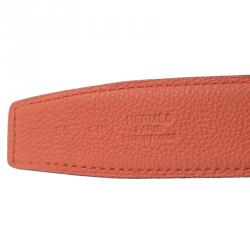 Pre Owned Hermes Orange and Black Leather Constance Reversible Belt 85 CM