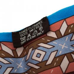 Pre Owned Hermes Blue Printed Silk Bandeau