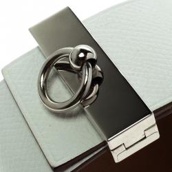 Pre Owned Hermes Imprévisible White Leather Palladium Plated Wide Bracelet