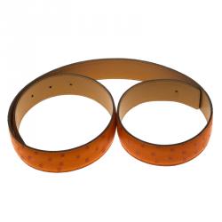 Pre Owned Hermes Orange Ostrich Belt Strap 85 CM
