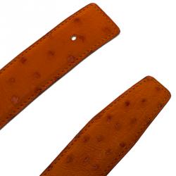 Pre Owned Hermes Orange Ostrich Belt Strap 85 CM