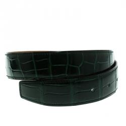 Pre Owned Hermes Green Porosus Crocodile Leather Belt Strap 90 CM