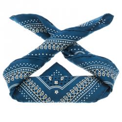 Pre Owned Hermes Curacao Blue Printed Silk Ecuries Parisiennes Bandana 