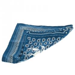 Pre Owned Hermes Curacao Blue Printed Silk Ecuries Parisiennes Bandana 