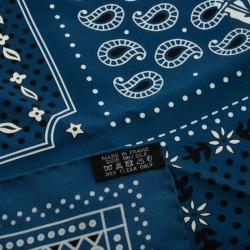 Pre Owned Hermes Curacao Blue Printed Silk Ecuries Parisiennes Bandana 