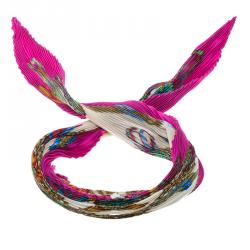 Pre Owned Hermes Multicolor Printed Plisse Silk Les Rubans Du Cheval Diamond Scarf