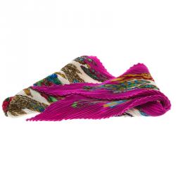 Pre Owned Hermes Multicolor Printed Plisse Silk Les Rubans Du Cheval Diamond Scarf