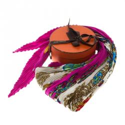 Pre Owned Hermes Multicolor Printed Plisse Silk Les Rubans Du Cheval Diamond Scarf