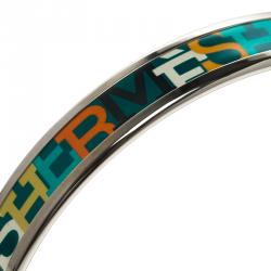 Pre Owned Hermes Capitales Multicolor Printed Enamel Narrow Bangle Bracelet GM
