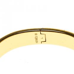 Pre Owned Hermes Clic Clac H Purple Enamel Gold-Plated Bracelet PM