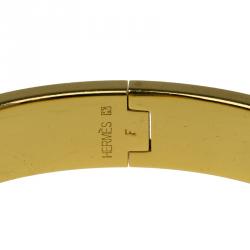 Pre Owned Hermes Clic Clac H Narrow Red Enamel Gold-Plated Bracelet PM