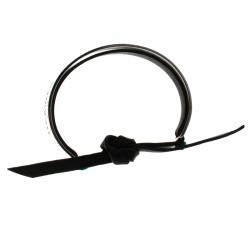 Pre Owned Hermes Silver & Leather Cartouche Bracelet 16cm