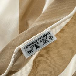 Pre Owned Hermes Beige and White Striped Silk Diamond Scarf