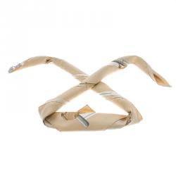 Pre Owned Hermes Passementerie Beige Printed Silk Square Scarf