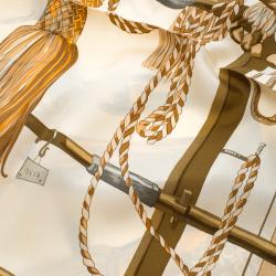 Pre Owned Hermes Passementerie Beige Printed Silk Square Scarf